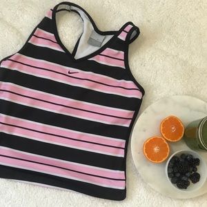 Nike | Pink & Black Stripped Racerback Tank 90’s M